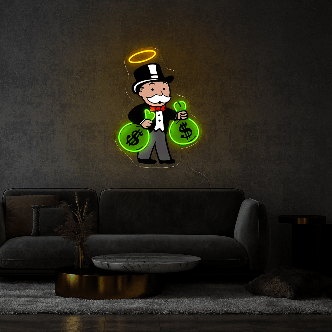 Monopoly Man Money Bag Artwork Led Neon Sign