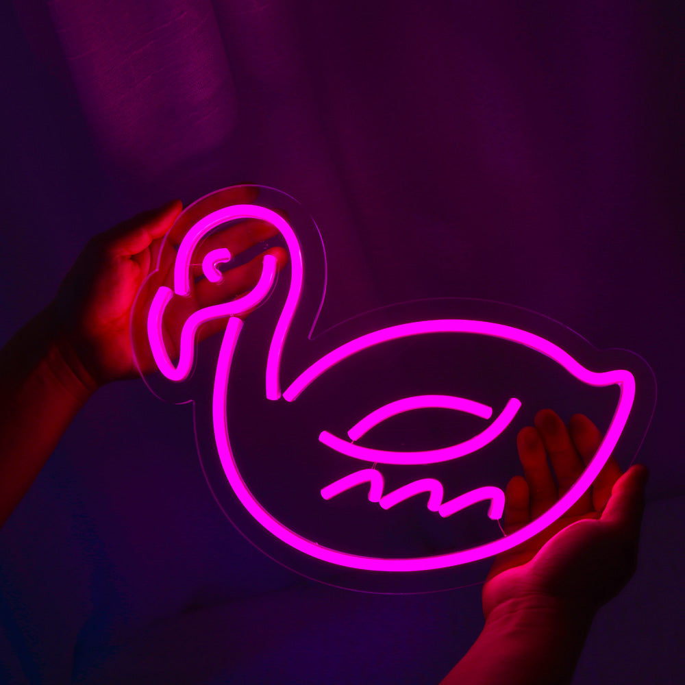 Duck led neon sign with pink led lighting, led neon sign for wall decoration