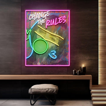 Rebelious Change The Rule Collapse Art LED Neon Signs Light Pop Art