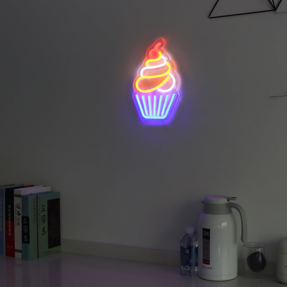 Cherry cup cake led neon sign, led neon board for cake shop