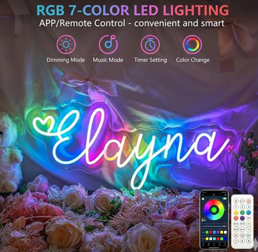 Personalised custom neon signs LED night light, wall mount