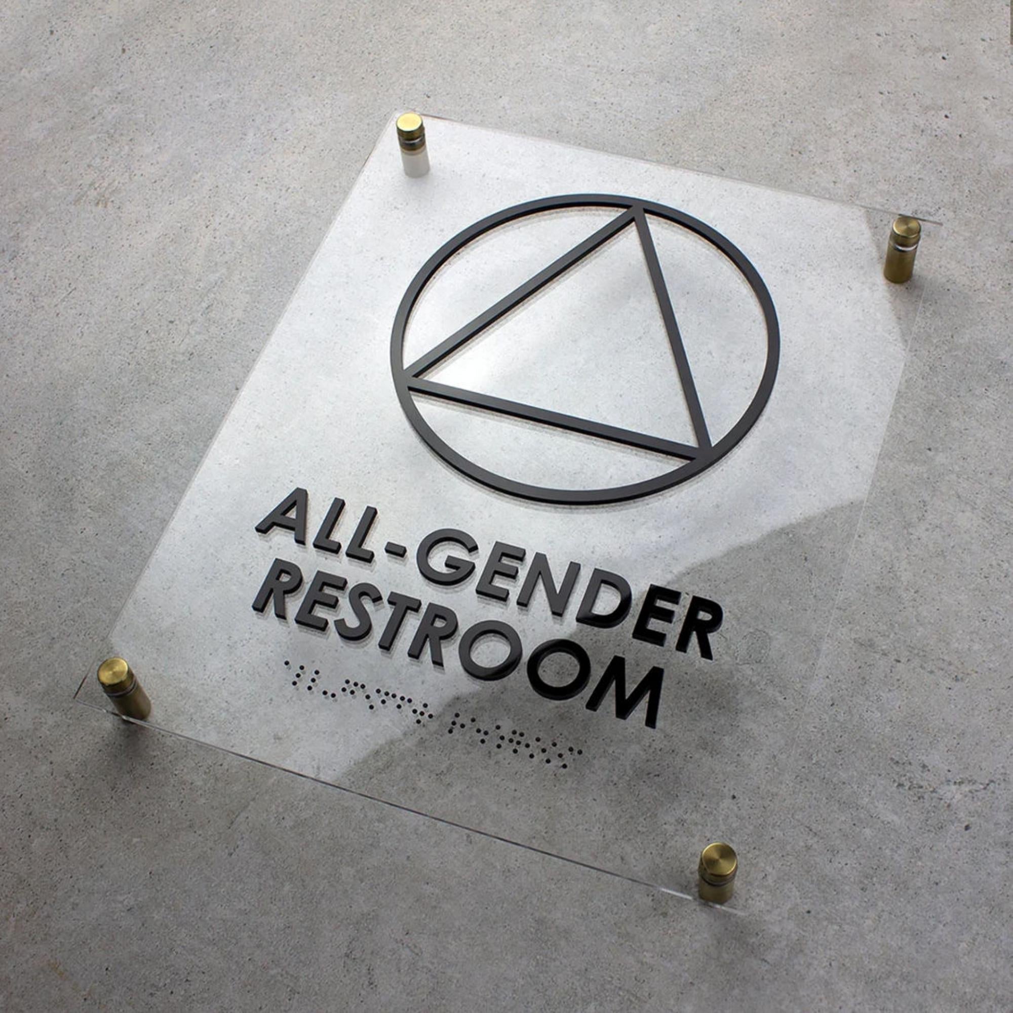 Plastic Braille Door Signage Transparent Acrylic Plaque Sign Restroom Office Wall Braille Sign
