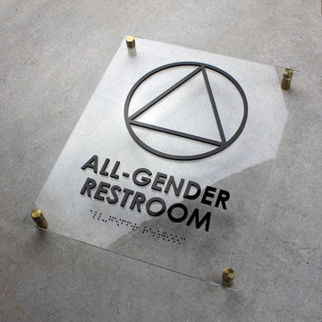 Plastic Braille Door Signage Transparent Acrylic Plaque Sign Restroom Office Wall Braille Sign
