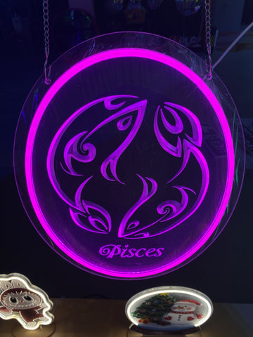Pisces Zodiac Sign 3D Relief Neon Light - Handcrafted Astrology Wall Art, Customizable Aquarium-Themed Decor, Ideal Gift for Horoscope Enthusiasts and Dreamy Spaces