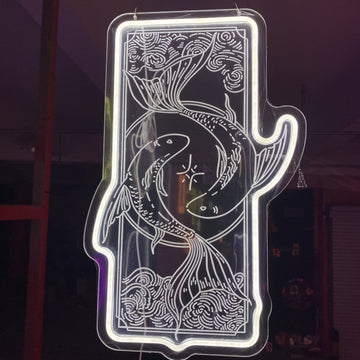Pisces Zodiac Sign 3D Relief Neon Light - Customizable Aquarium Wall Art, Home Decor, Gift for Astrology Lovers