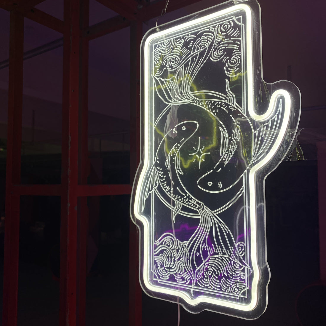 Pisces Zodiac Sign 3D Relief Neon Light - Customizable Aquarium Wall Art, Home Decor, Gift for Astrology Lovers
