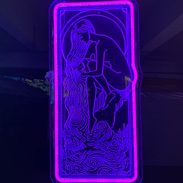 Purple Aquarius Girl Neon Sign – Zodiac LED Light, Astrology Wall Art, Aesthetic Room Decor, Unique Gift for Aquarius Lovers