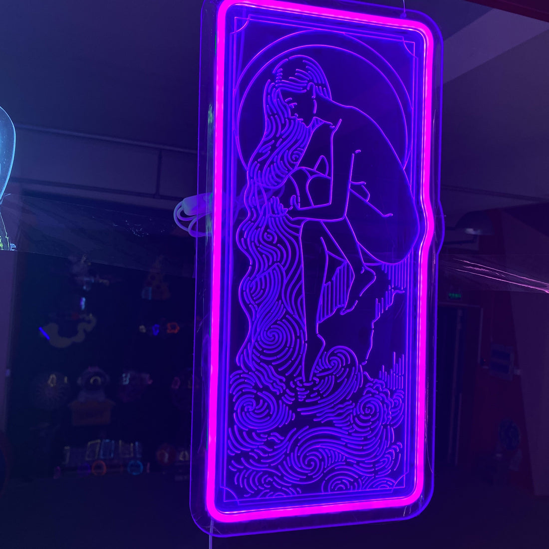 Purple Aquarius Girl Neon Sign – Zodiac LED Light, Astrology Wall Art, Aesthetic Room Decor, Unique Gift for Aquarius Lovers