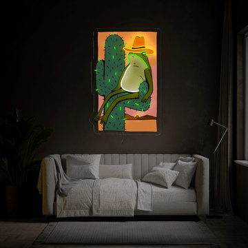Cowboy Frog Artwork Neon Sign