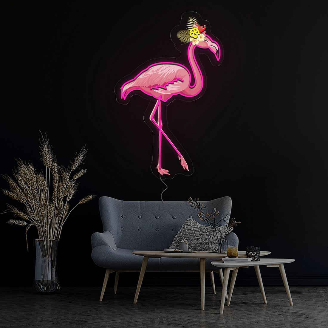 Cute Flamingo Artwork Neon Sign