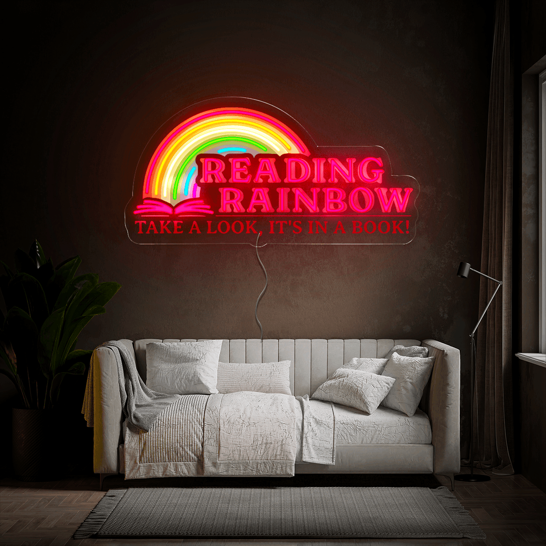 Reading Rainbow Take A Look It’s In A Book Neon Sign