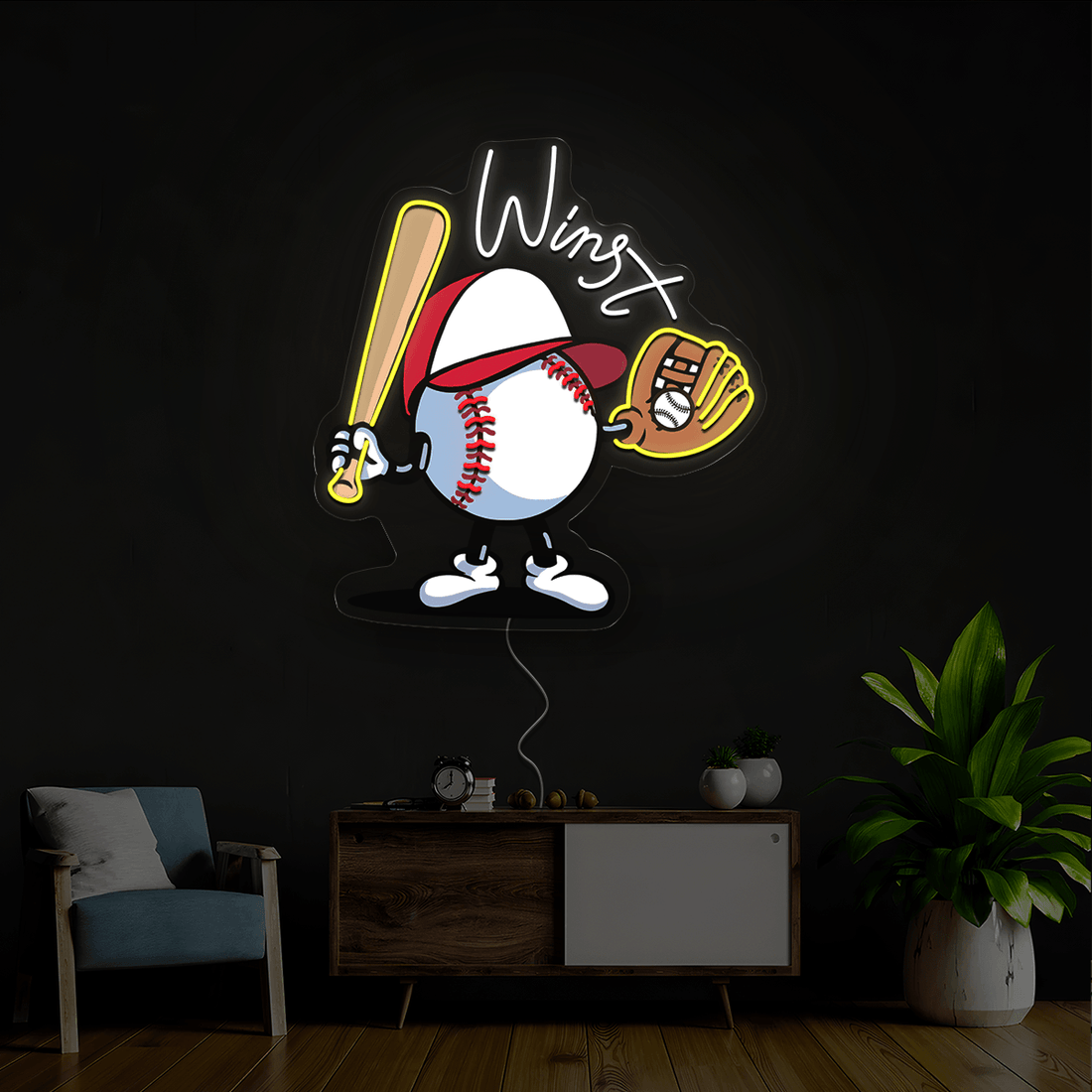 Personalized Baseball Player's Name Artwork Neon Sign