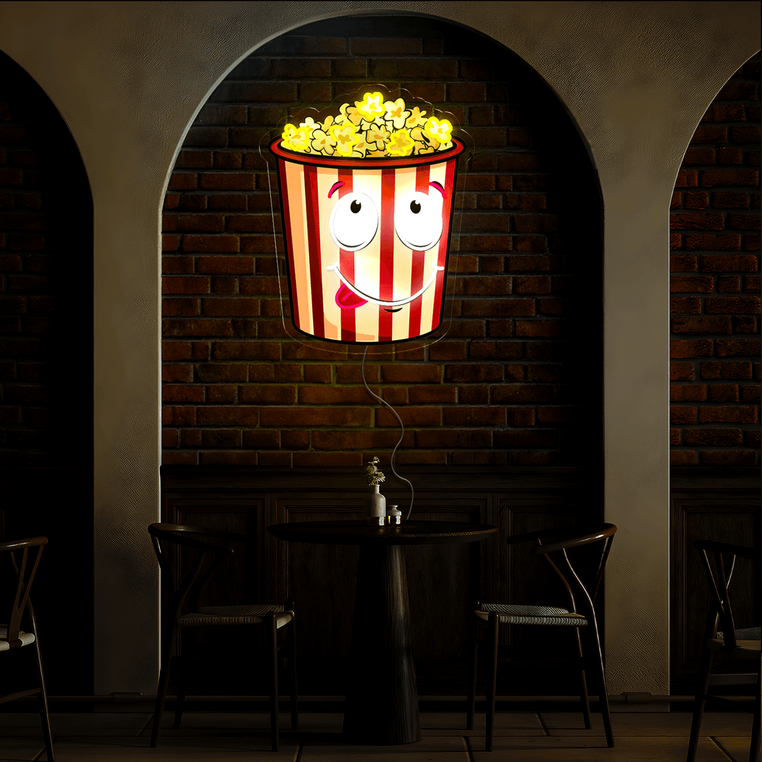 Funny Popcorn Artwork Neon Sign