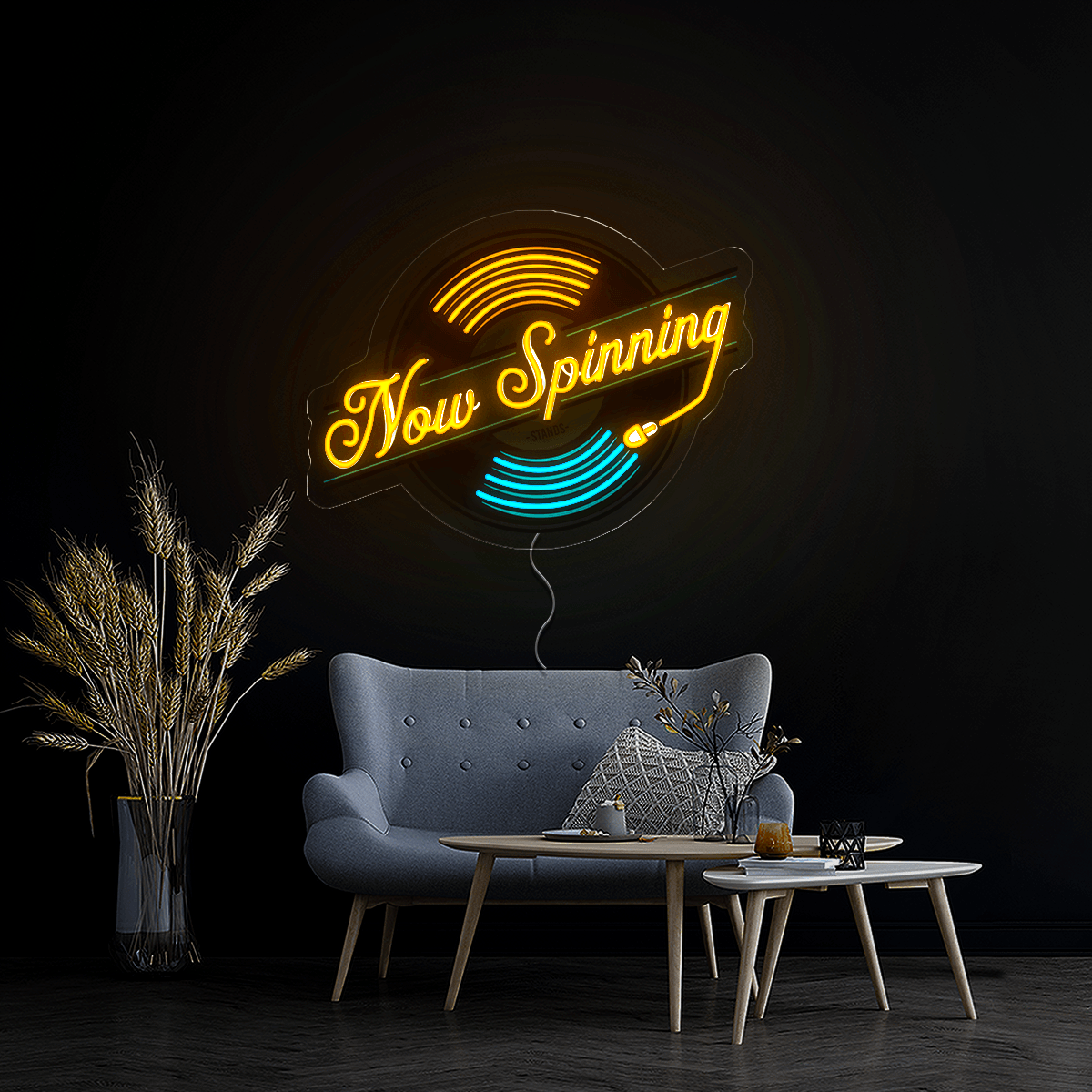 Now Spinning Record Artwork Neon Sign