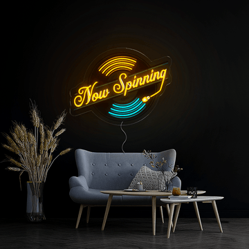 Now Spinning Record Artwork Neon Sign