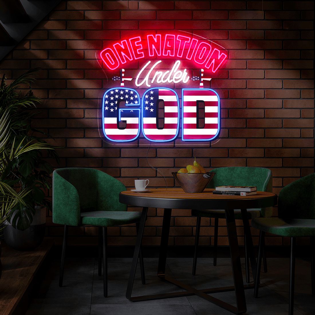 One Nation Under God 4th Of July Artwork Neon Sign