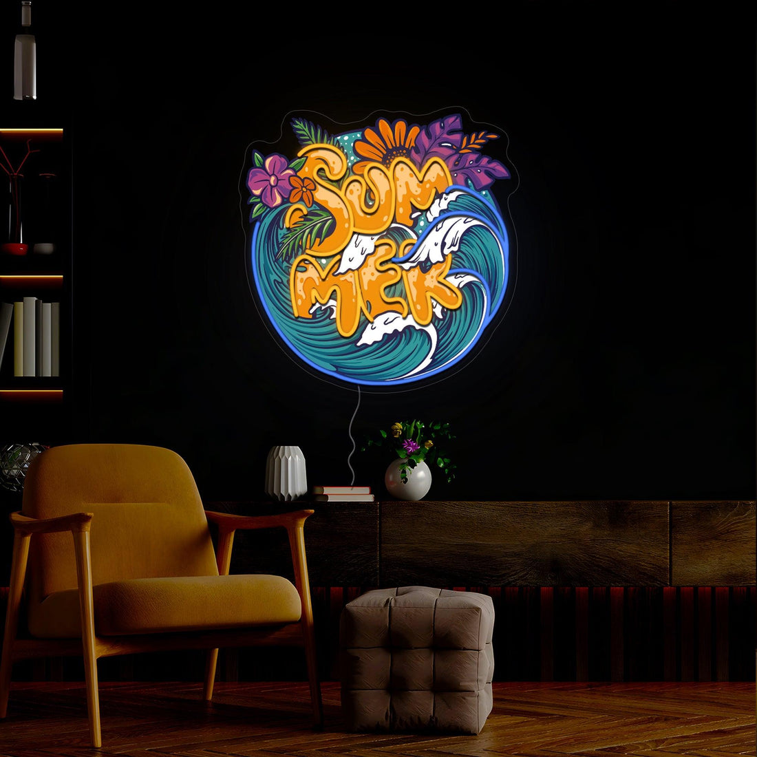 Hello Summer Tropical Artwork Neon Sign