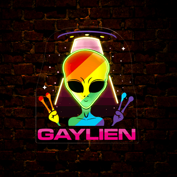 Funny LGBT Pride Gaylien Artwork Neon Sign