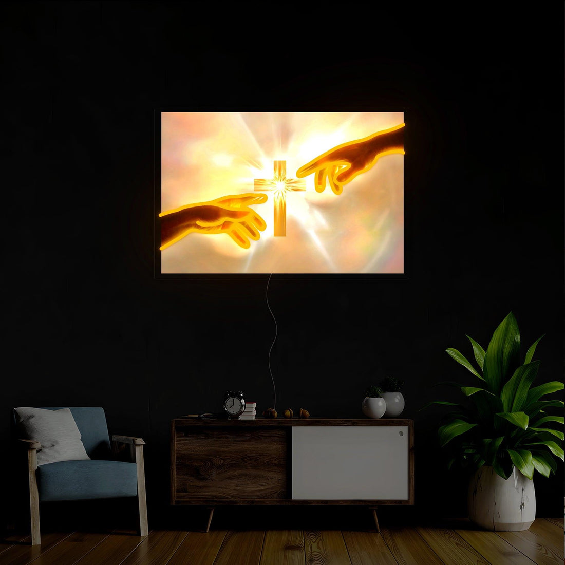 Jesus Hand Touch Artwork Neon Sign