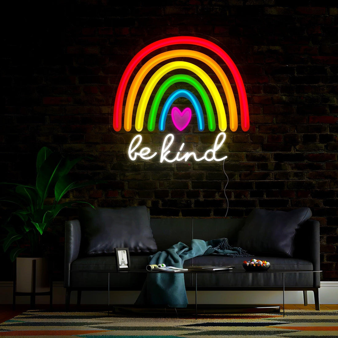 Rainbow Pride Be Kind Artwork Neon Sign