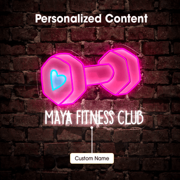 Personalized Pink Dumbbell Artwork Neon Sign