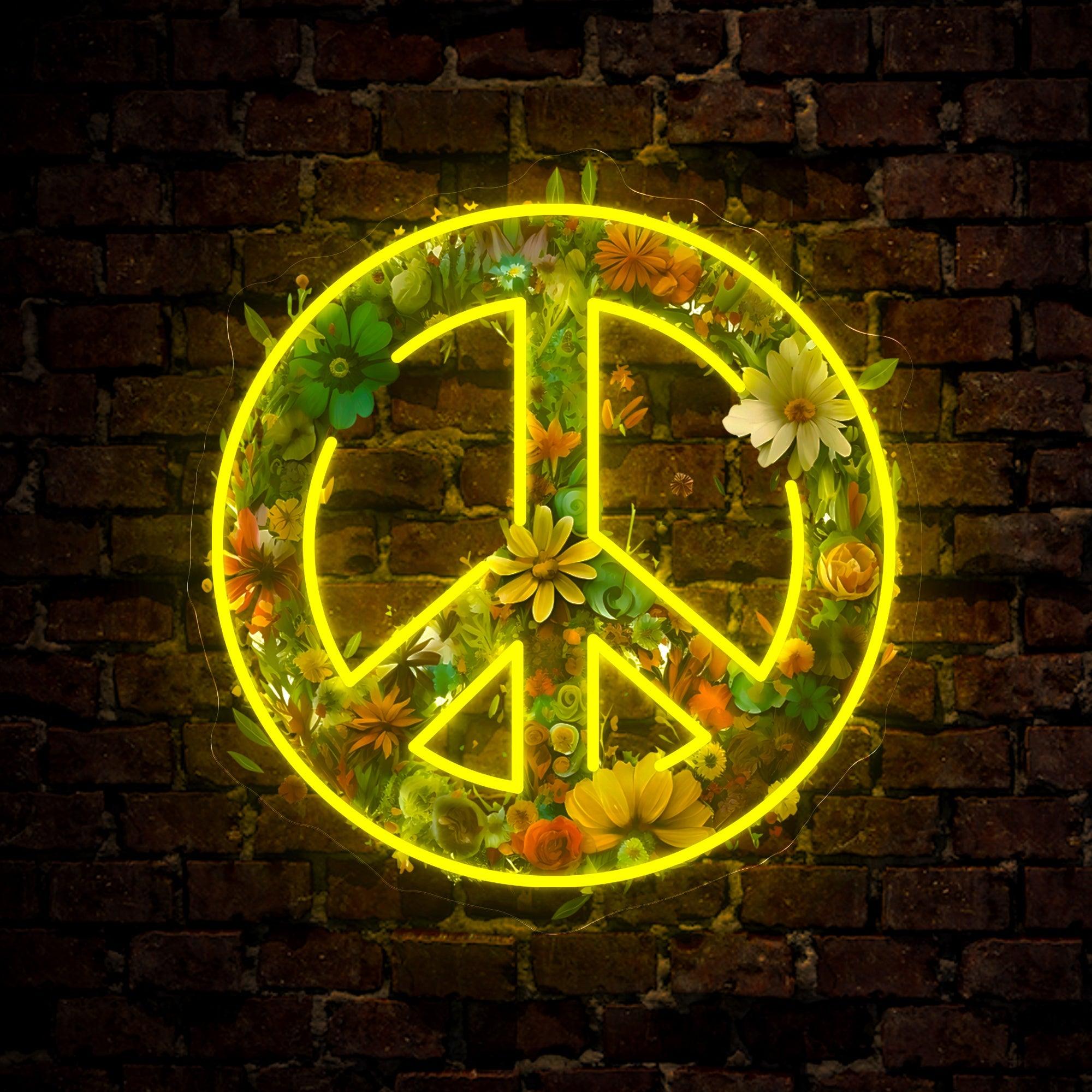 Peace Sign Flower Artwork Led Neon Sign