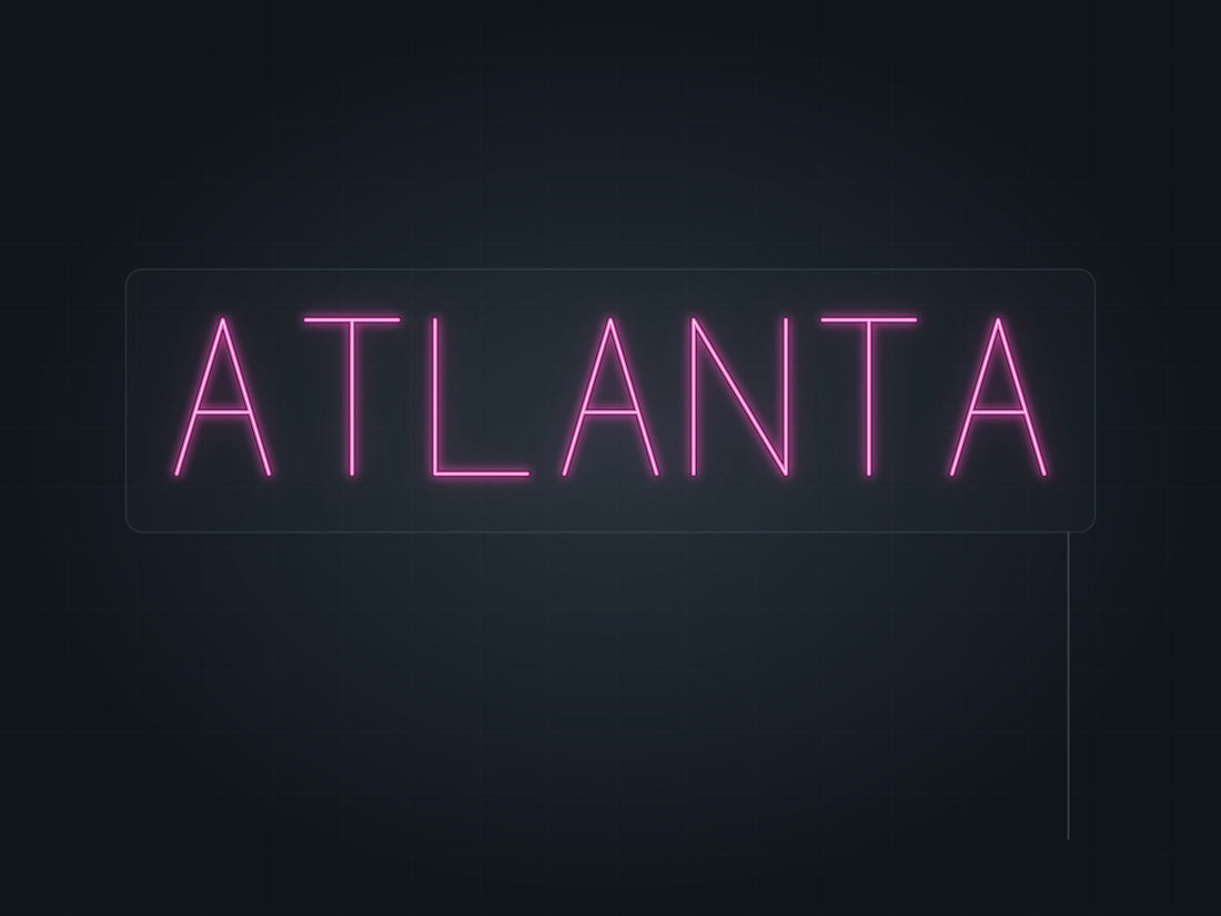 Atlanta City Name Neon Sign in hot pink - original premade design
