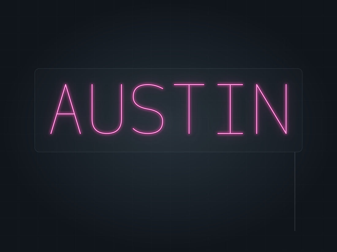 Austin City Name Neon Sign in hot pink - original premade design