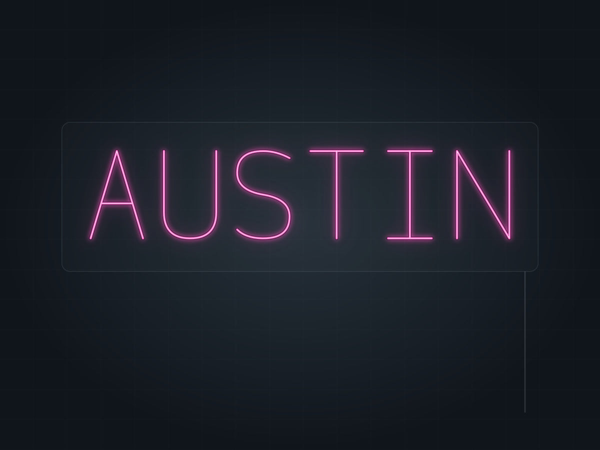 Austin City Name Neon Sign in hot pink - original premade design