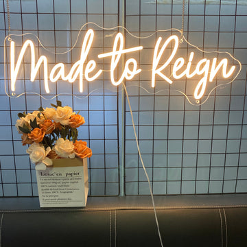 Custom Phrase Neon Sign, Teen Room Decor, Inspirational LED Light, Made to Reign, Motivational Gift