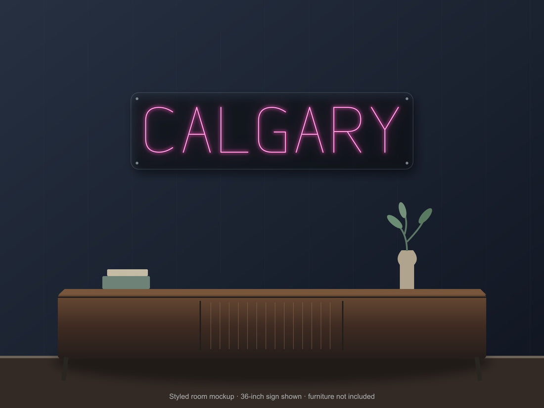Calgary City Name Neon Sign in hot pink - original premade design