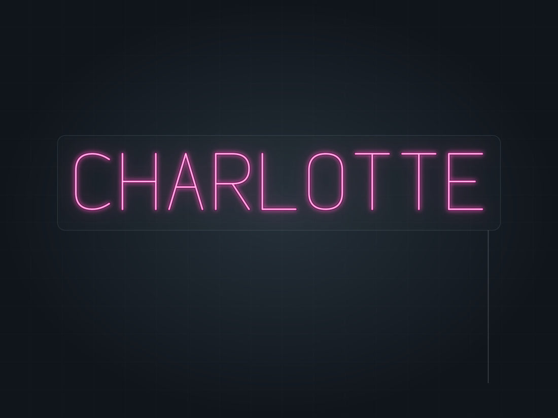 Charlotte City Name Neon Sign in hot pink - original premade design