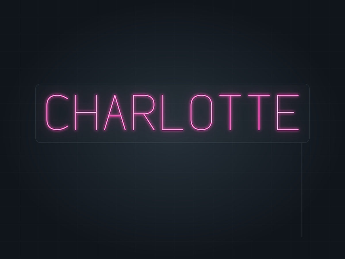 Charlotte City Name Neon Sign in hot pink - original premade design