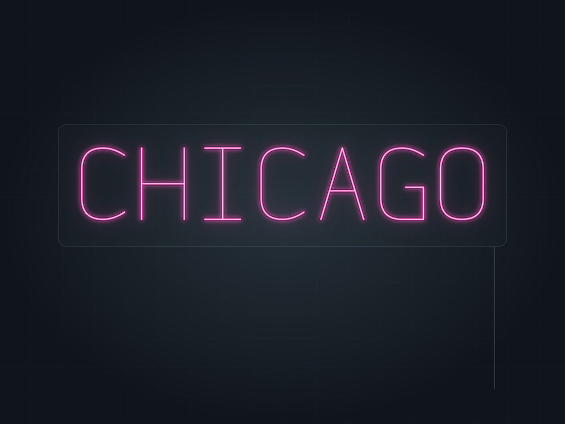 Chicago City Name Neon Sign in hot pink - original premade design