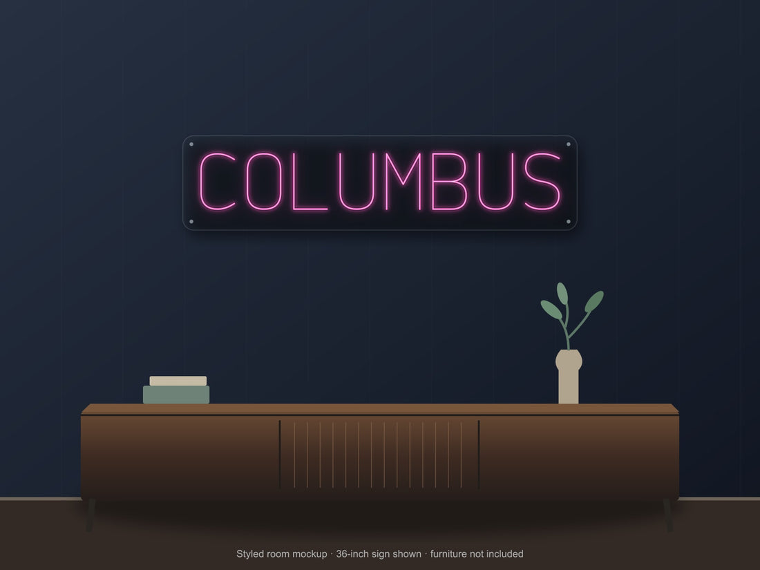 Columbus City Name Neon Sign in hot pink - original premade design