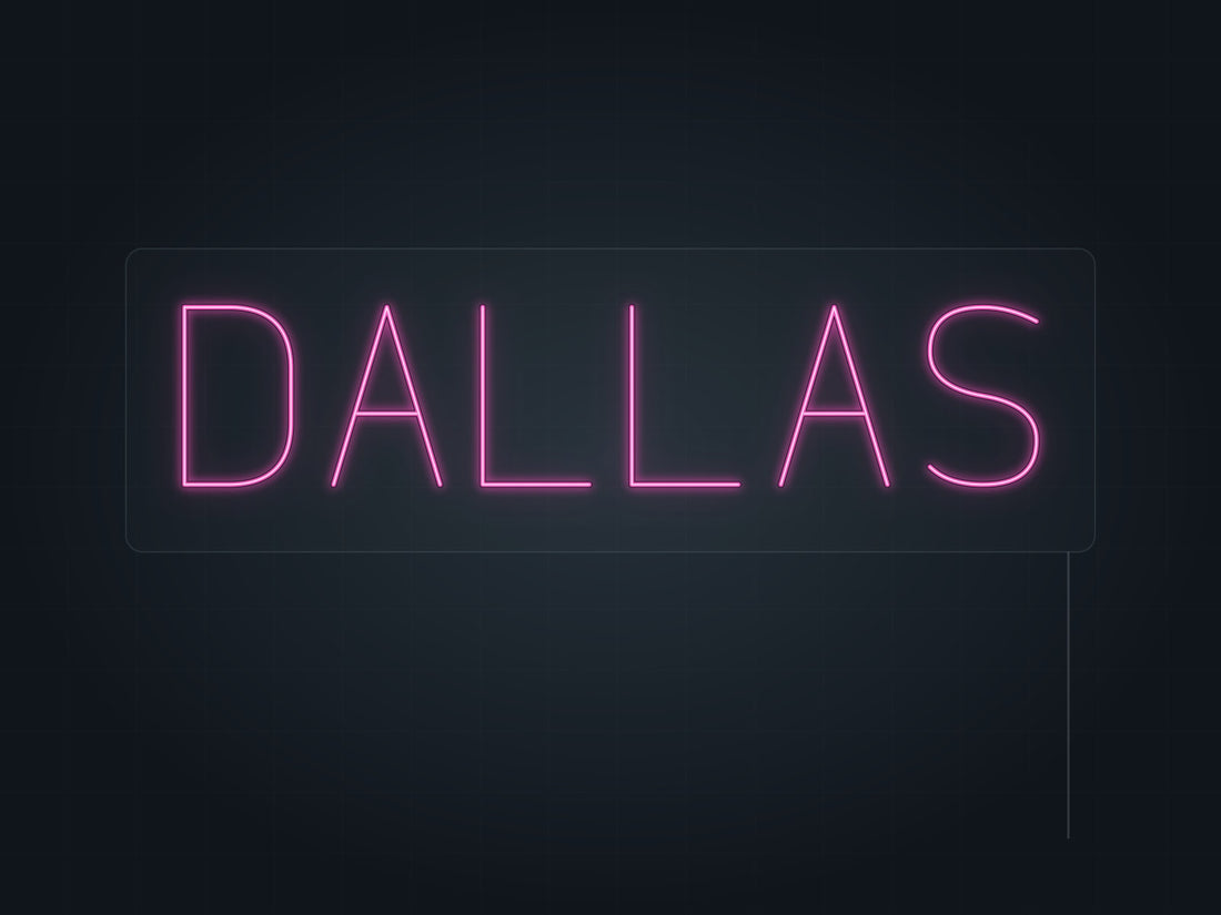 Dallas City Name Neon Sign in hot pink - original premade design