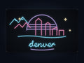 Denver Skyline Neon Sign with colorful landmark artwork and flowing city lettering - front digital render