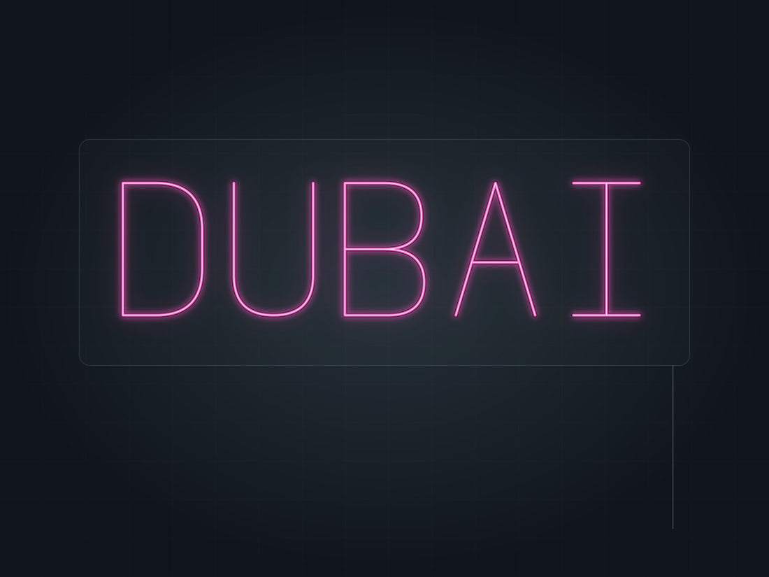 Dubai City Name Neon Sign in hot pink - original premade design