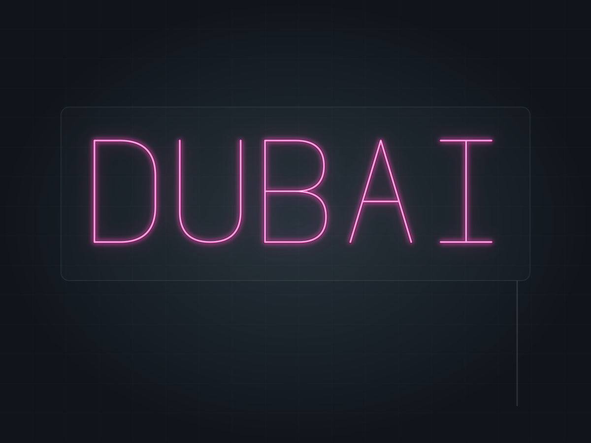 Dubai City Name Neon Sign in hot pink - original premade design