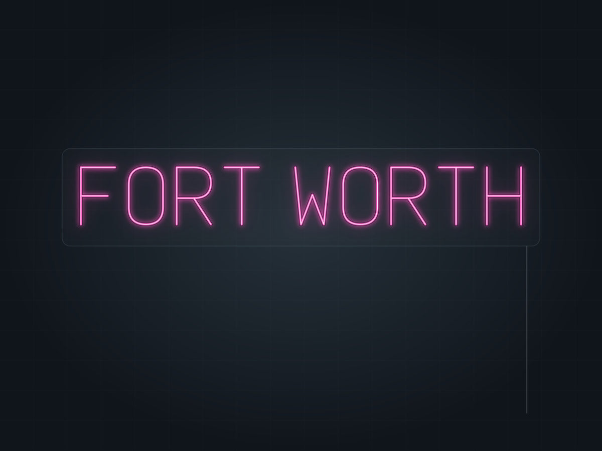 Fort Worth City Name Neon Sign in hot pink - original premade design