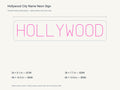 Hollywood City Name Neon Sign size guide with overall dimensions for all four widths