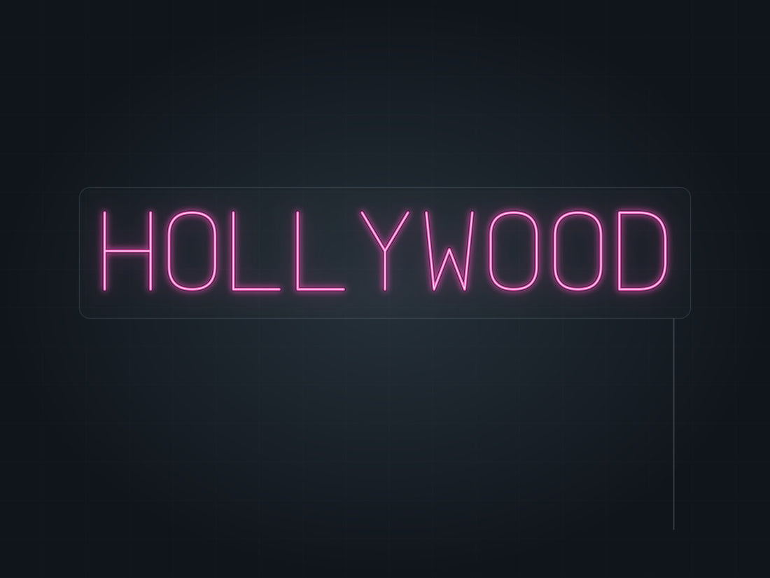 Hollywood City Name Neon Sign in hot pink - original premade design