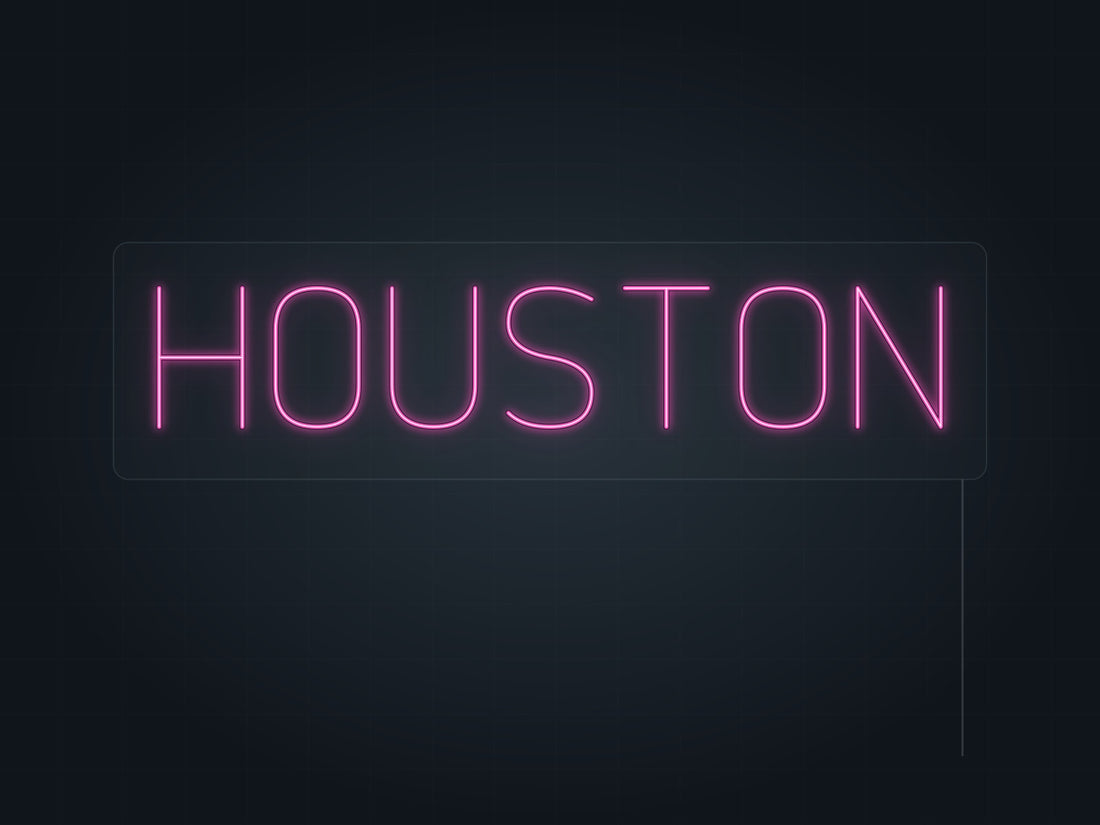 Houston City Name Neon Sign in hot pink - original premade design