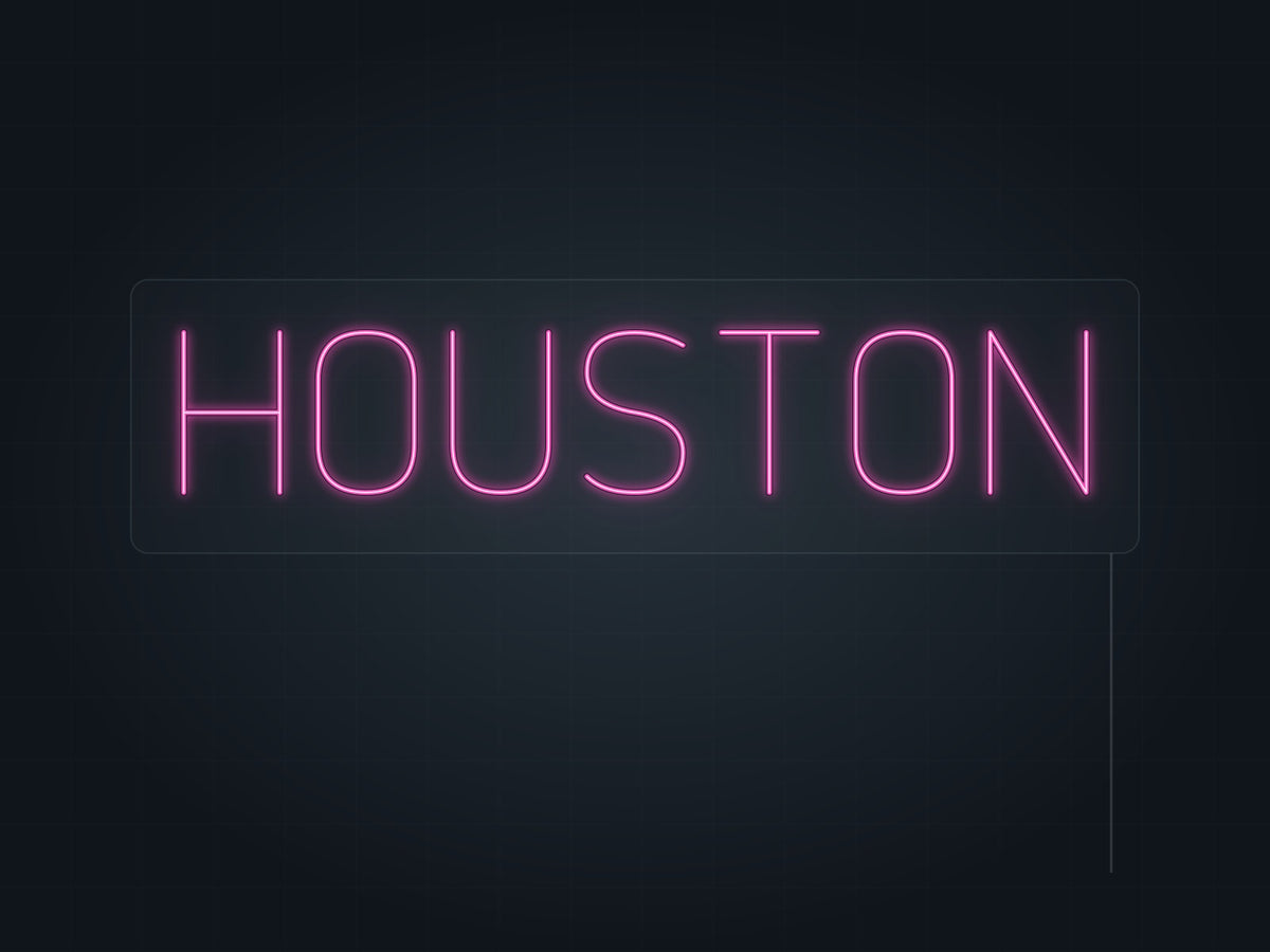 Houston City Name Neon Sign in hot pink - original premade design