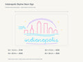 Indianapolis Skyline Neon Sign size guide with overall dimensions for all four widths