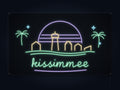 Kissimmee Skyline Neon Sign with colorful landmark artwork and flowing city lettering - front digital render