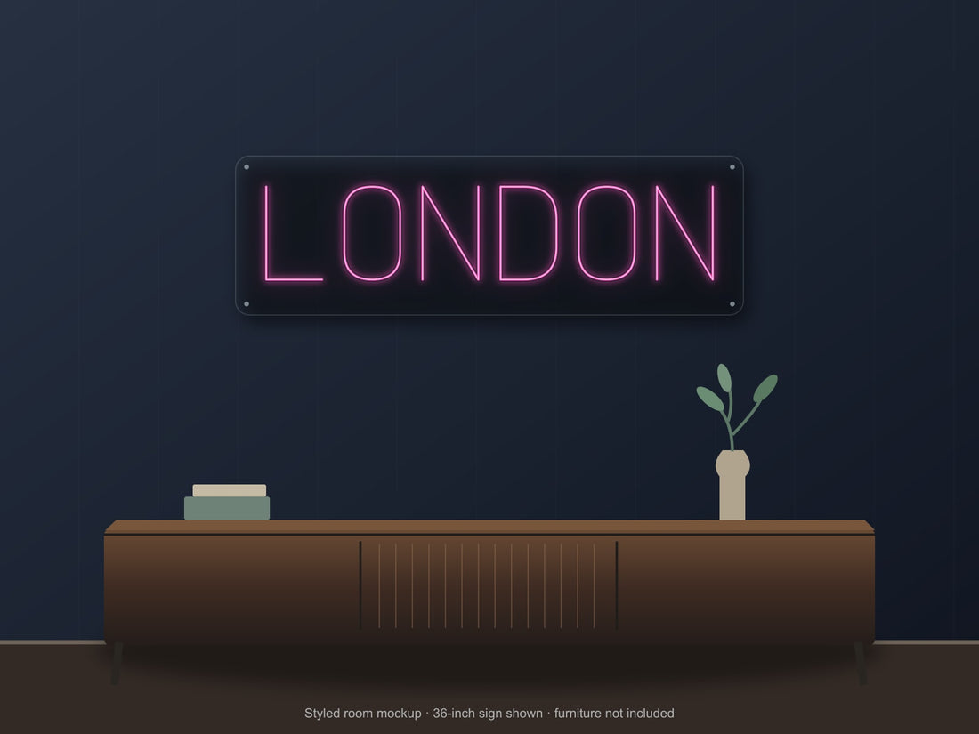 London City Name Neon Sign in hot pink - original premade design