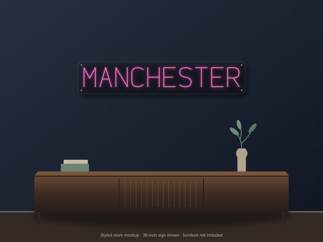 Manchester City Name Neon Sign in hot pink - original premade design