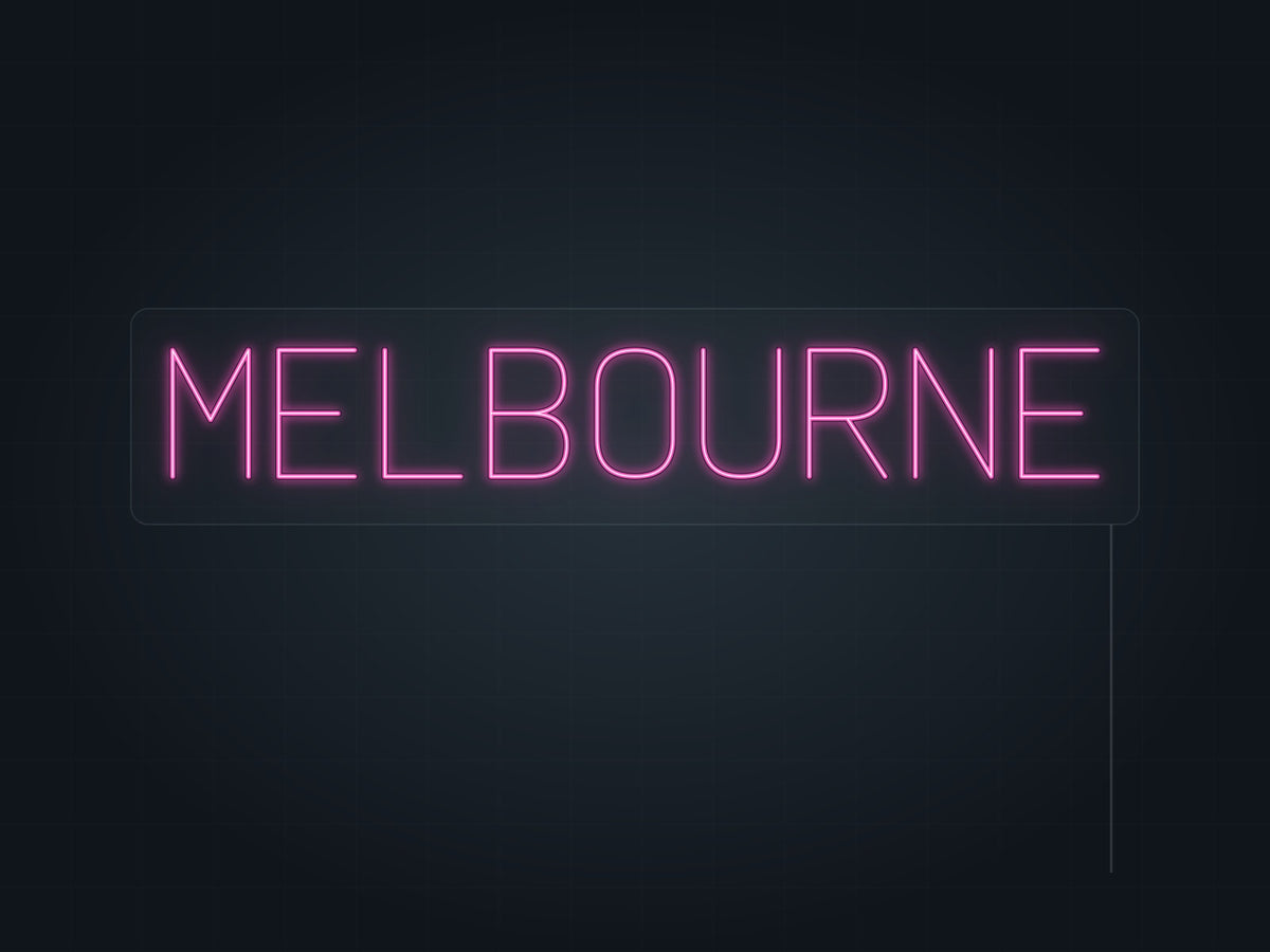 Melbourne City Name Neon Sign in hot pink - original premade design