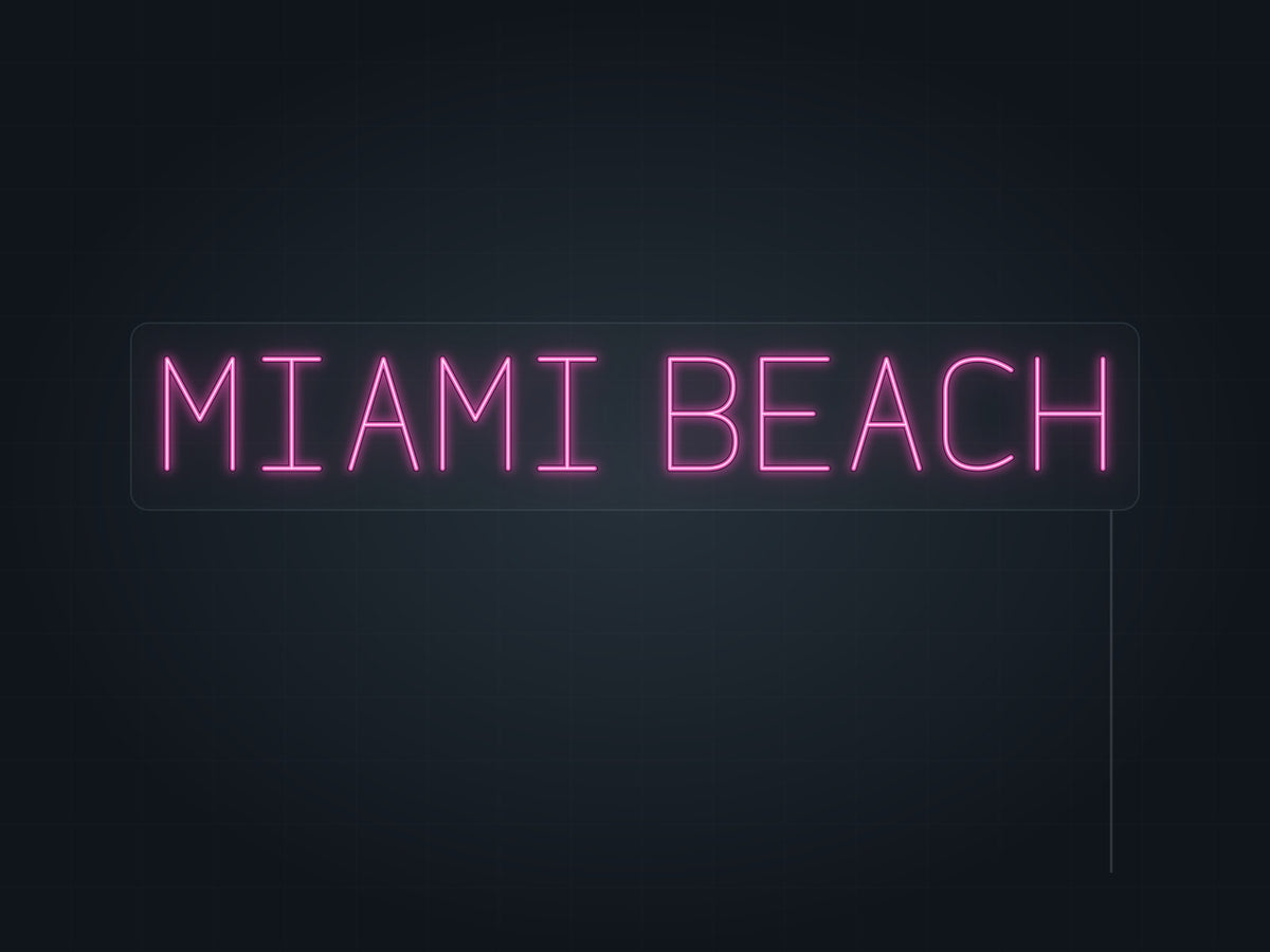Miami Beach City Name Neon Sign in hot pink - original premade design